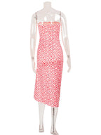 Heart Print Strapless Hip Wrap Sheath Dress
