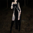 Velvet Gothic Gown With High Split Hem And Straps