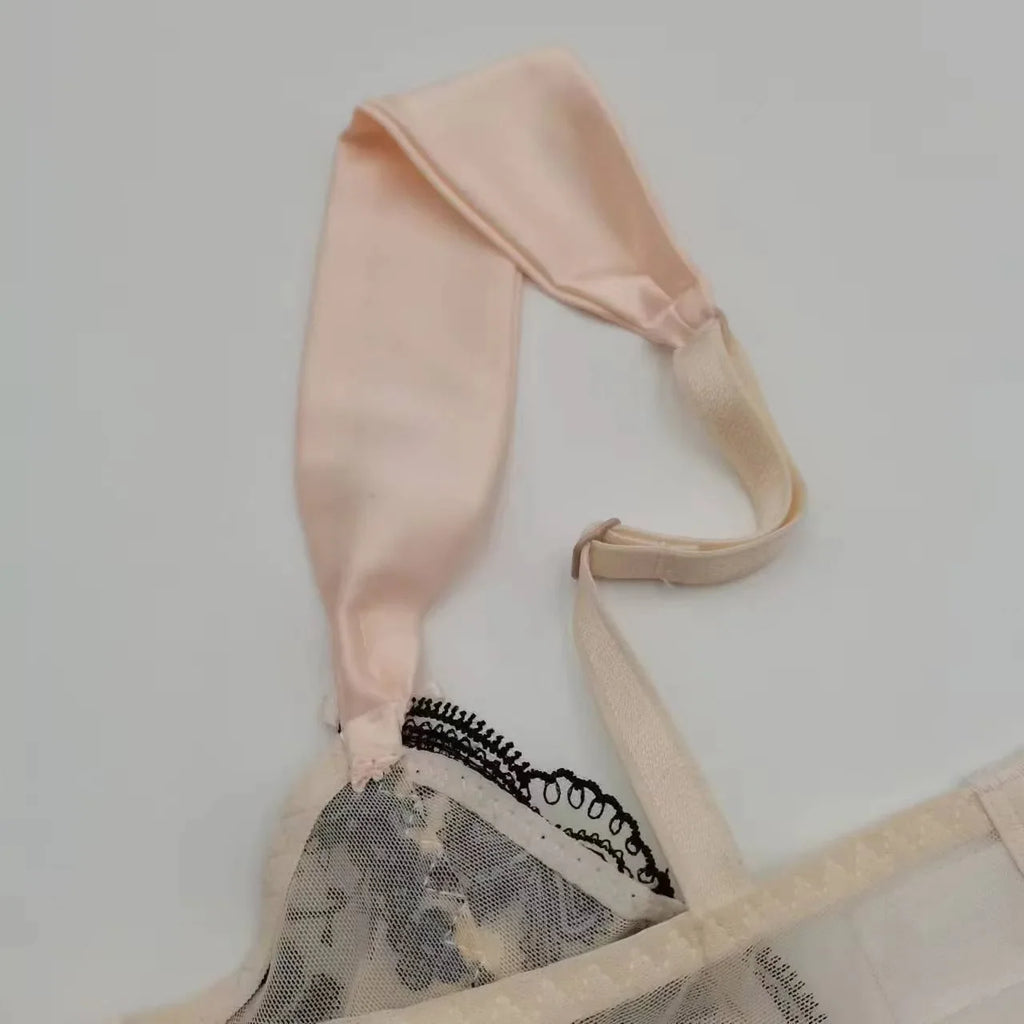 Sexy Lace Push Up Bra And Panty Set Featuring Semi Sheer Floral Design With Ring Embellishment