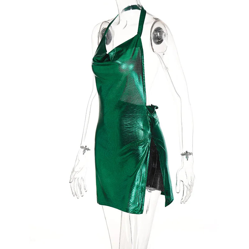 Sequin Backless Party Dress With Hanging Neck