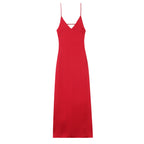 Sling Long Dress With V Neck Backless Elegant Sleeveless