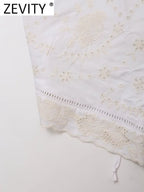 Backless Strapless Embroidered Crop Top With Hollow Details