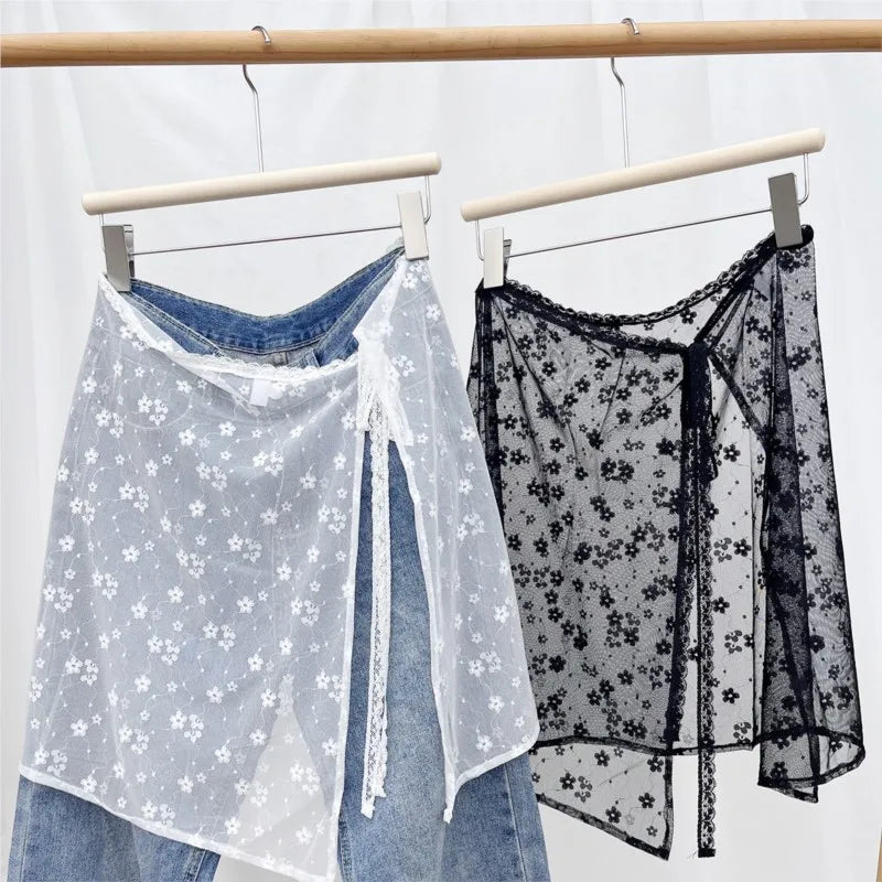 Lace Layered Gauze Skirt With Wrap Style Spicy Girl Streetwear Look For Bold Everyday Chic