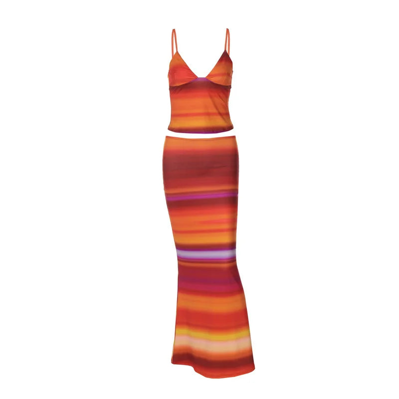 Crop Top And Maxi Skirt Set