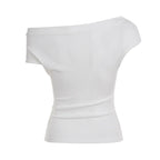 Women's Off Shoulder Sexy White Ruched Backless Tops