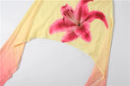Floral Print Mini Skirt With Elastic Waist Gradient Mesh Tassel Detail