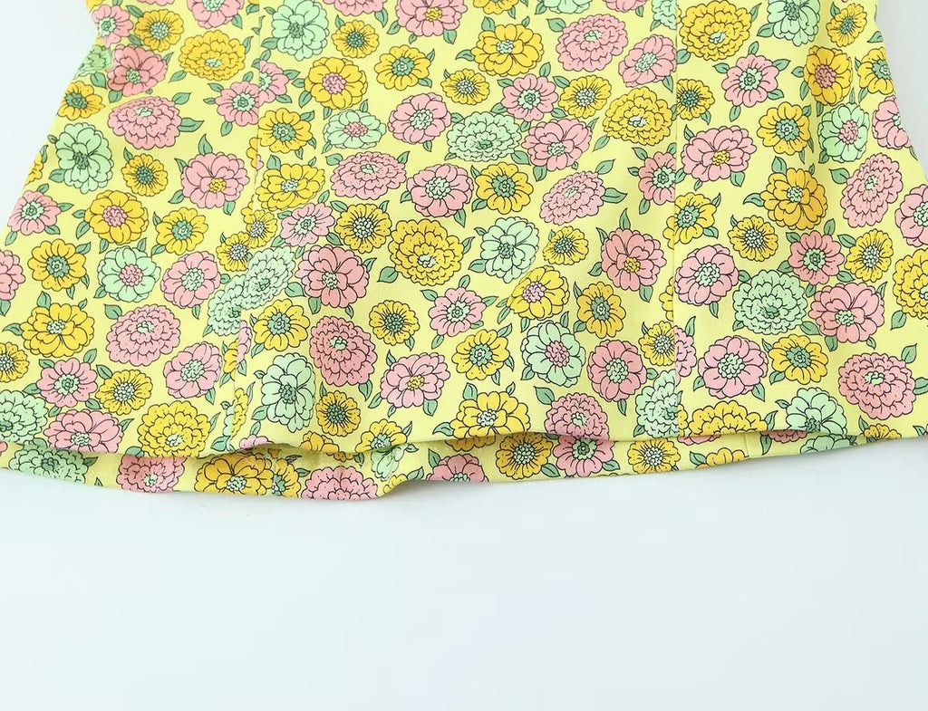Floral Halter Backless Two Piece Set With Slim Vest And Mini Shorts For Summer