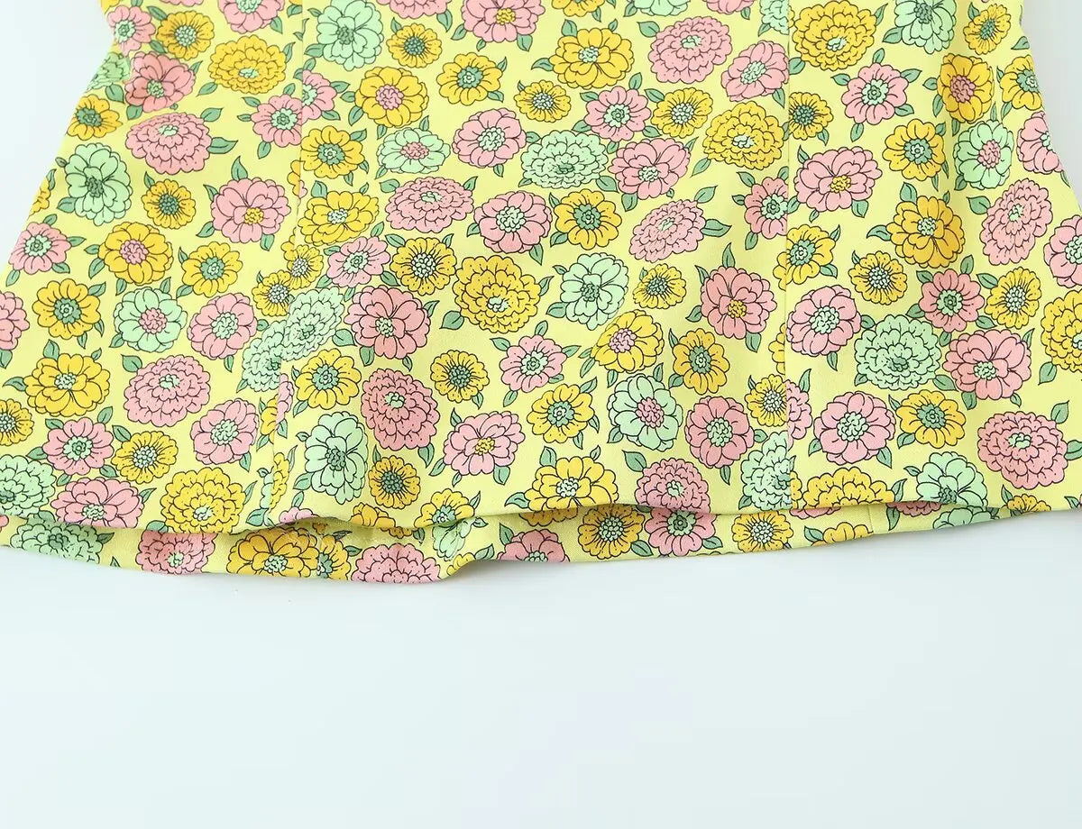 Floral Halter Backless Two Piece Set With Slim Vest And Mini Shorts For Summer