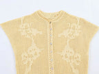 Women Knitted Fashion Short Sleeved Cardigan Top Single Breasted