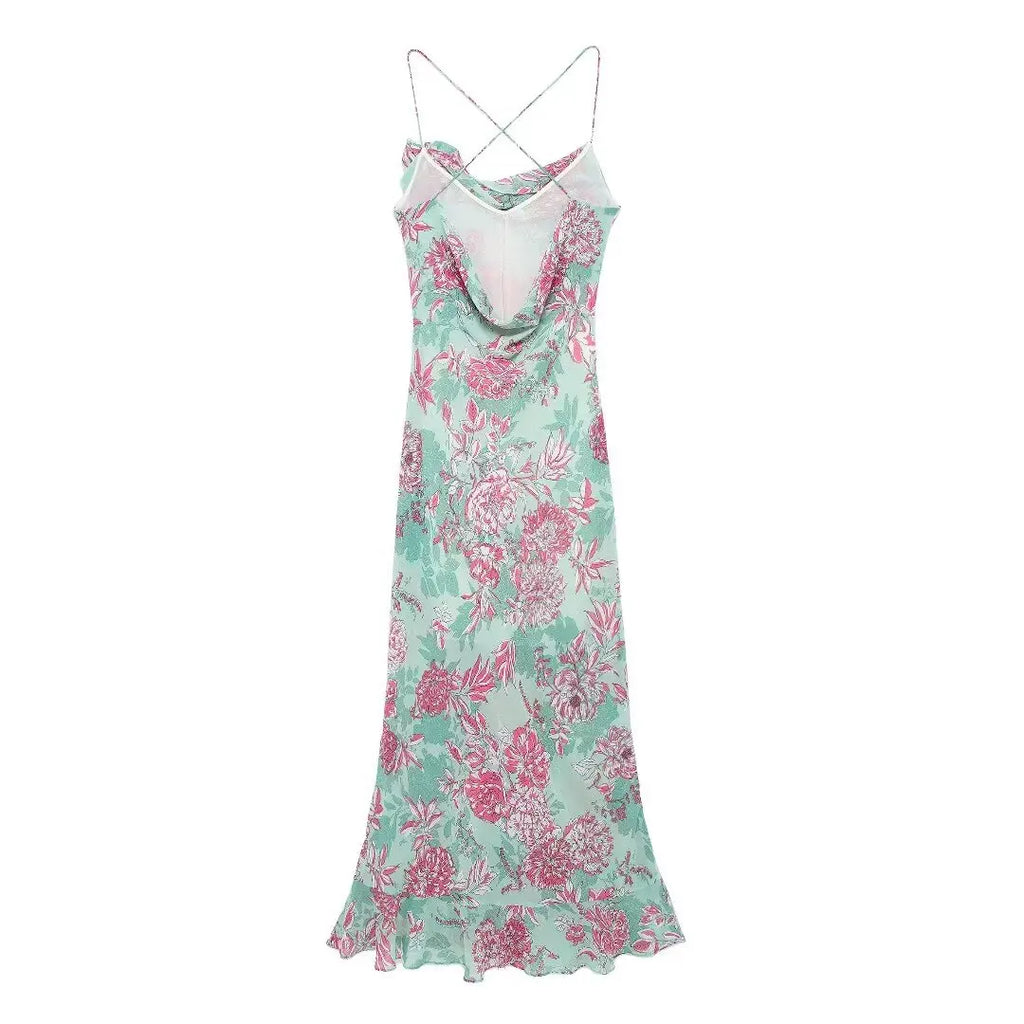 Fairy Garden Coquette Style Floral Print Dress For Women Knee Length