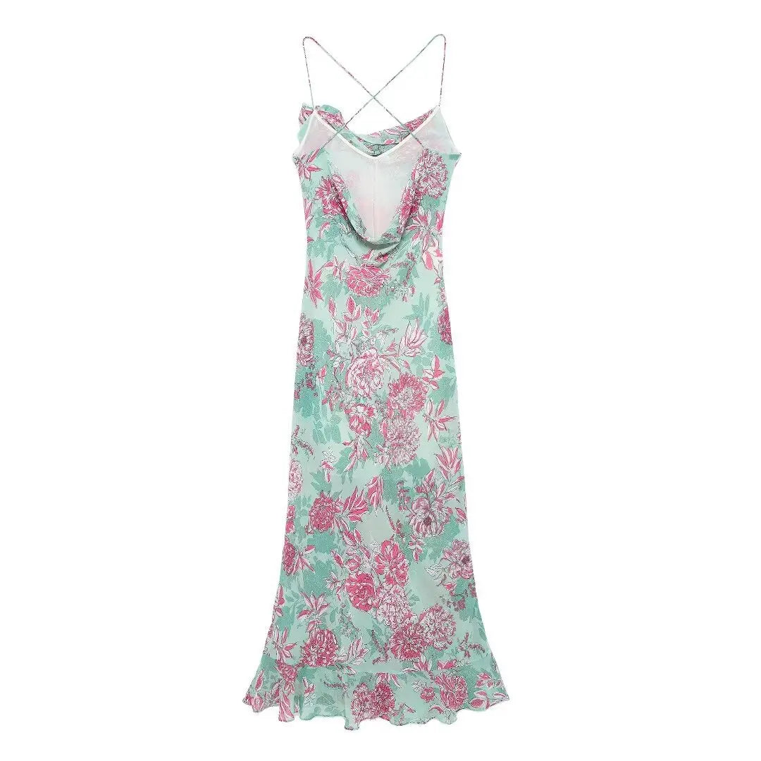 Fairy Garden Coquette Style Floral Print Dress For Women Knee Length