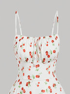 Cherry Print Vintage Summer Dress With A-Line Swing Sundress
