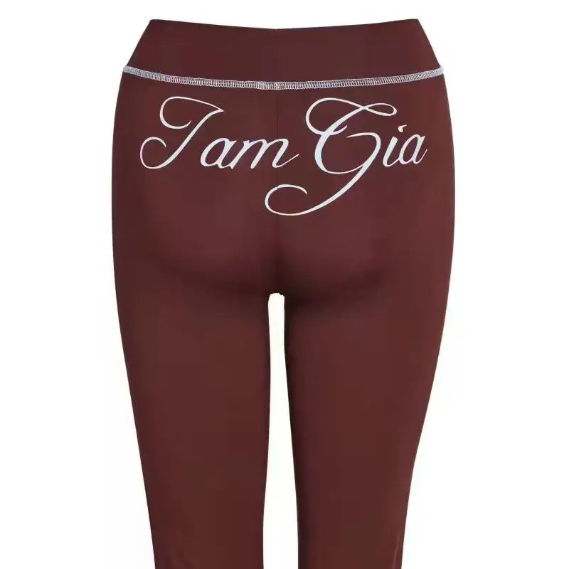Two Piece Slim Fit Letter Print Hooded Zipper Jacket And Pants Set Open Thread Design