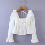 Soft Ruffle Blouse With Long Sleeves