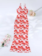 Long Dress Bikini Cover Up Print Mesh Swimwear Sexy Floral Bikinis covers Thongs Swimsuit Biquini Beachwear