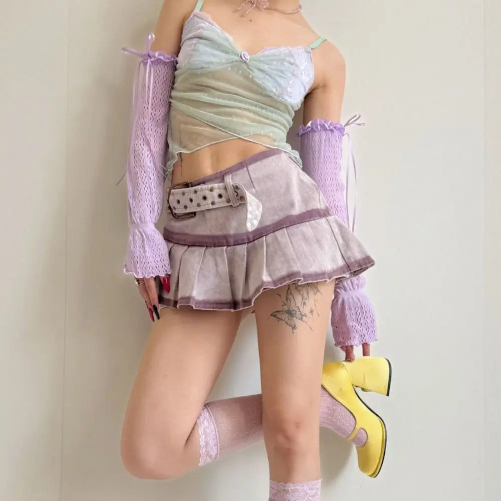 Spicy Girl Style Mesh Camisole Cross Hem Tube Top