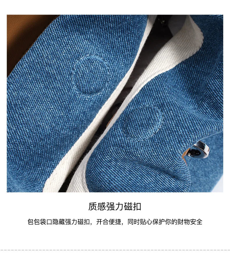 Denim Day Bag With Minimalist Crossbody