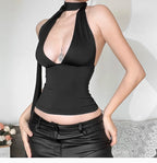 Spicy Flame Backless Vest With Deep V Neck For Versatile Style