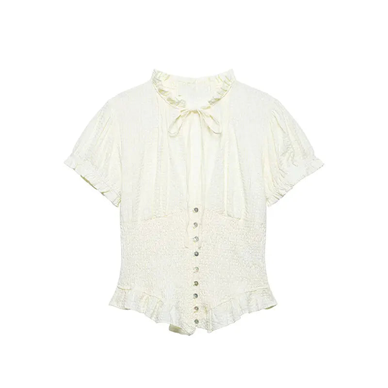 Elegant Chest Cutout Top With Elastic Waist