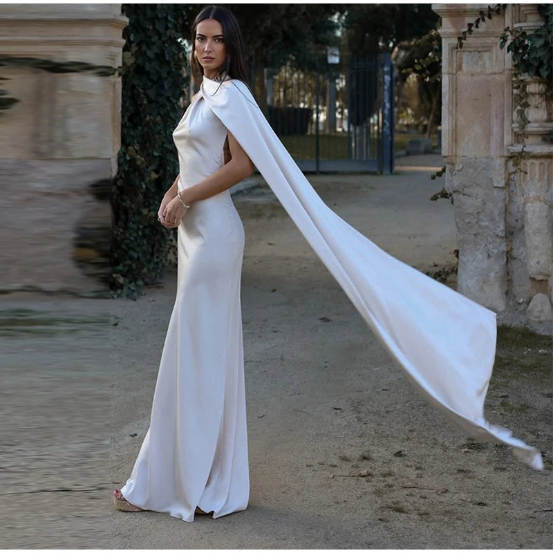 Sexy Satin Ribbon Backless Halter Dress For Elegant Evening Gown