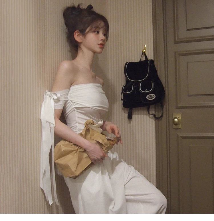 Knot Tie One Shoulder Vest Crop Top