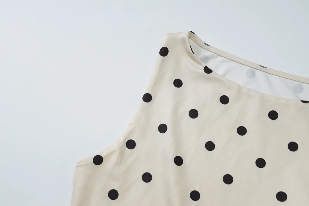 Polka Dot O Neck Crop Tank For Women