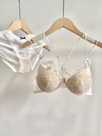 Lace Front Closure Lingerie Set For Women Wirefree Push Up Bra Delicate Straps Lightweight Comfort