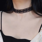 Midnight Mesh Choker Necklace With Crystal Accents For Elegant Night Out Mood And Subtle Glam