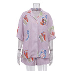 Dreamy Abstract Print Camp Collar Shirt And Shorts Matching Set