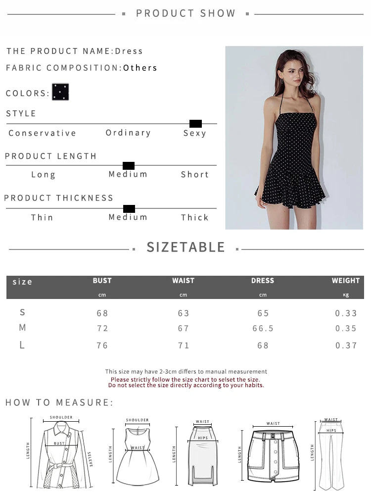 Black Polka Dot Halter Backless Mini Bodycon Dress