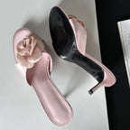 Floral Summer Slides With Low Heels