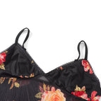 Floral Print Two Piece V Neck Cami Top With Elastic Waist Mini Skirt Set