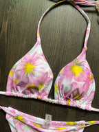 Pearl Accent Halter Bikini Set Luxury Brazilian Beachwear Push Up Swimsuit Print