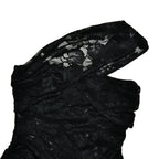 Leopard Patchwork Lace Dress One Shoulder With Ruffle Sheer Elegance