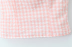Women New Fashion Sweet Plaid Chic Lace Patchwork French Square Collar Backless Top