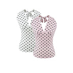 Hot Girl Spicy Two-Piece  Retro Polka Dot Necktie Top Satin High Waist Short Skirt Set