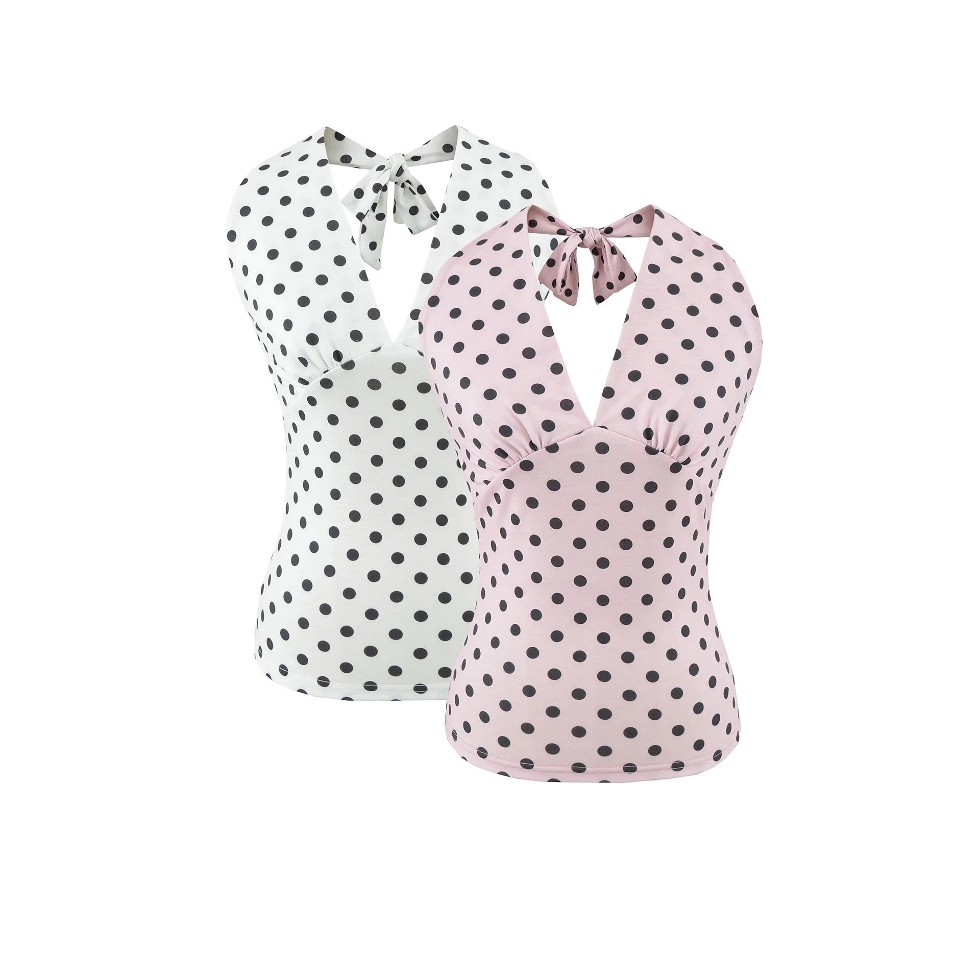 Hot Girl Spicy Two-Piece  Retro Polka Dot Necktie Top Satin High Waist Short Skirt Set