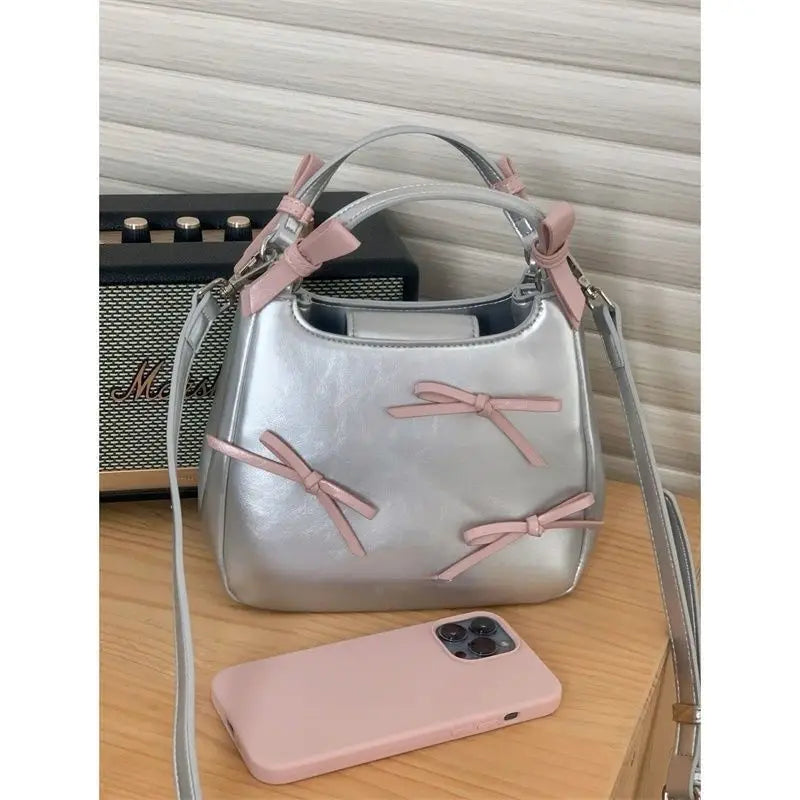 Dreamy Harajuku Bow Bucket Bag Blue Crossbody