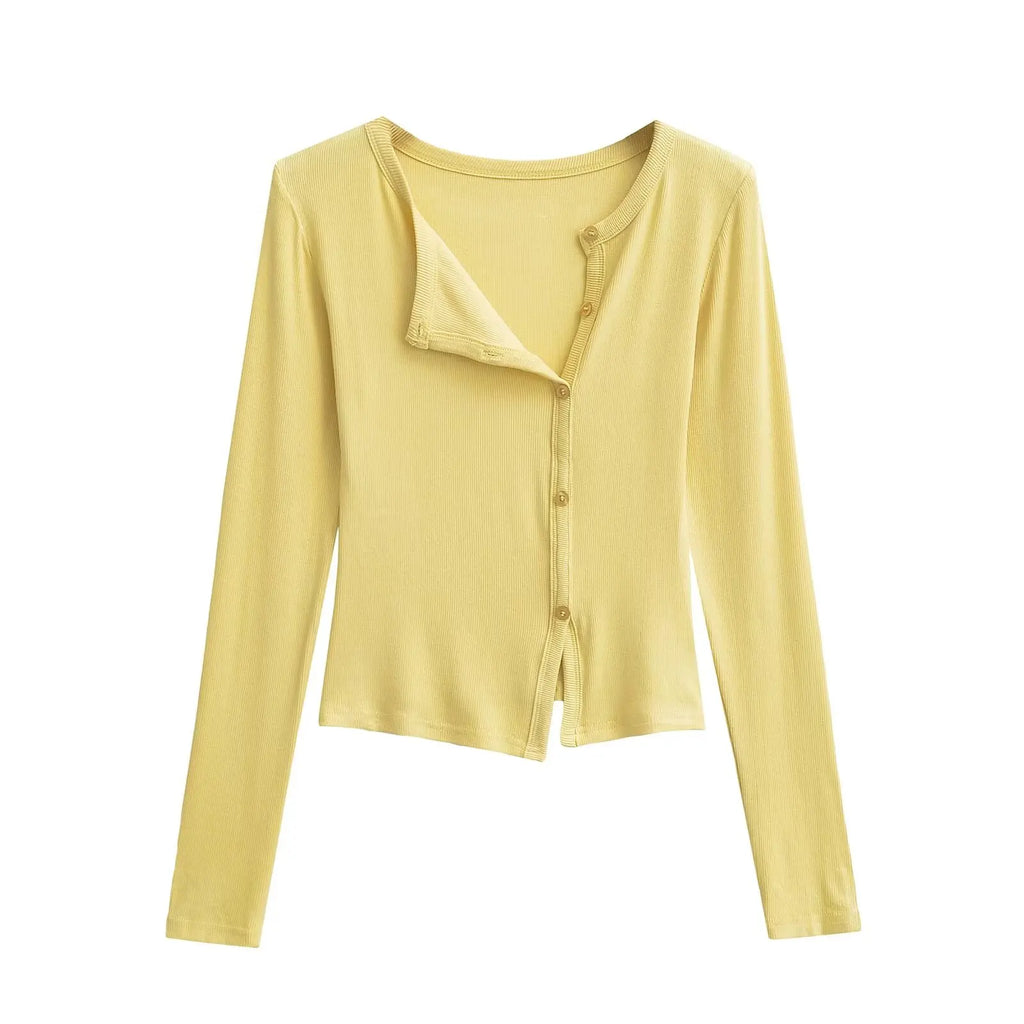 Knit Cardigan With Subtle Side Button Details