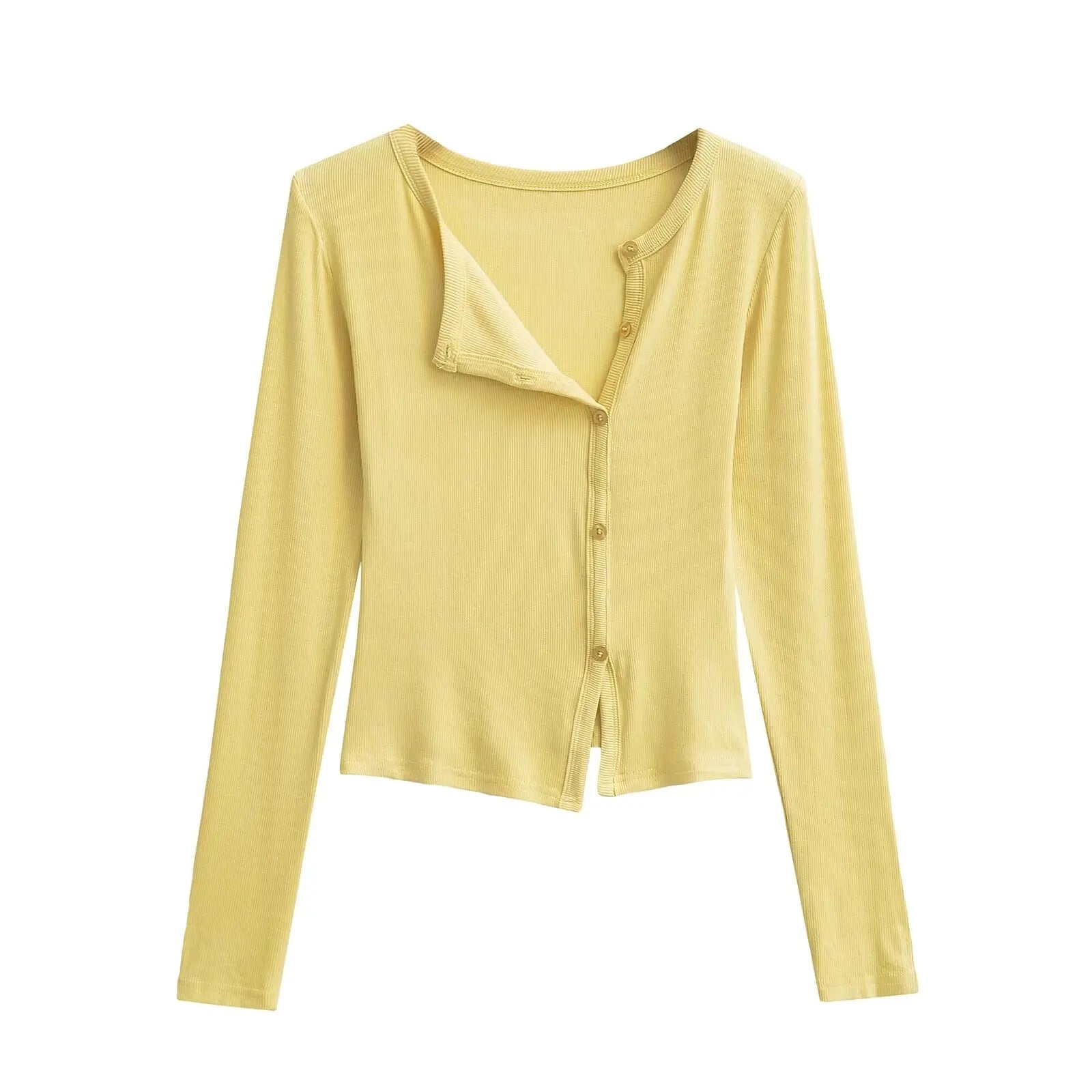 Knit Cardigan With Subtle Side Button Details