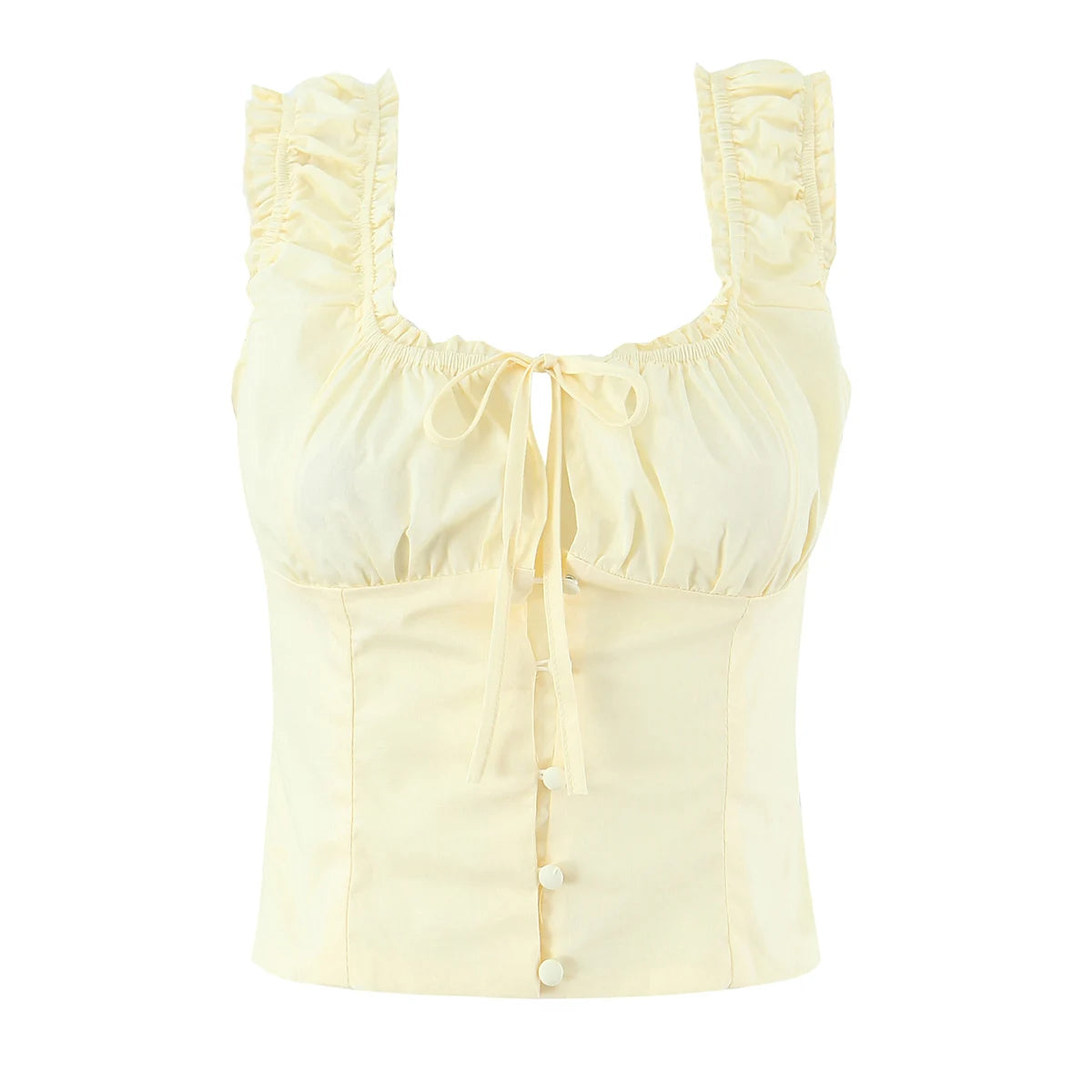 Radiant Bow Accent Ruched Bust Tank Top With Open Button Front And Rope Laced Waist Mini Skirt Set