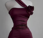 Red Slit Maxi Dress With Figure Flattering Silhouette Waist Cinch Elegant Length And Sophisticated Charm