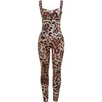 Leopard Print Sleeveless Jumpsuit For Women