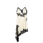 Lace Slip Mini Dress With Satin Backless Asymmetric Cut