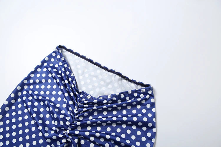 Polka Dot Halter Backless Two Piece Set