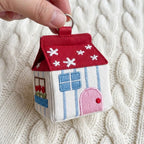 Kawaii Large Capacity Cartoon House Earphone Bag And Embroidery Storage Coin Purse In Red Polyester