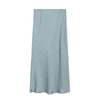 Satin High Waist Midi Skirt With Flair