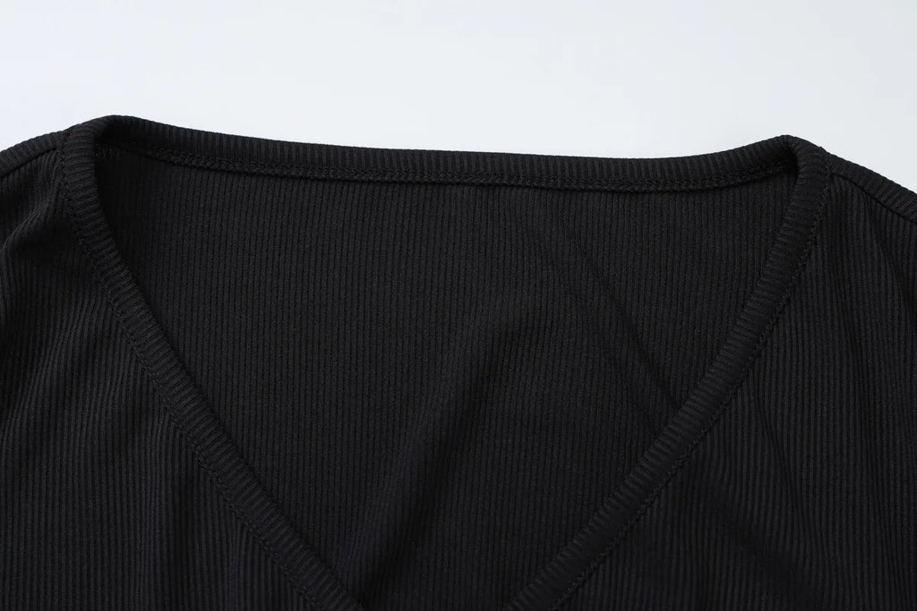 Female Cardigan Fashion Solid Long Sleeve Sexy Ribbed Casual Top