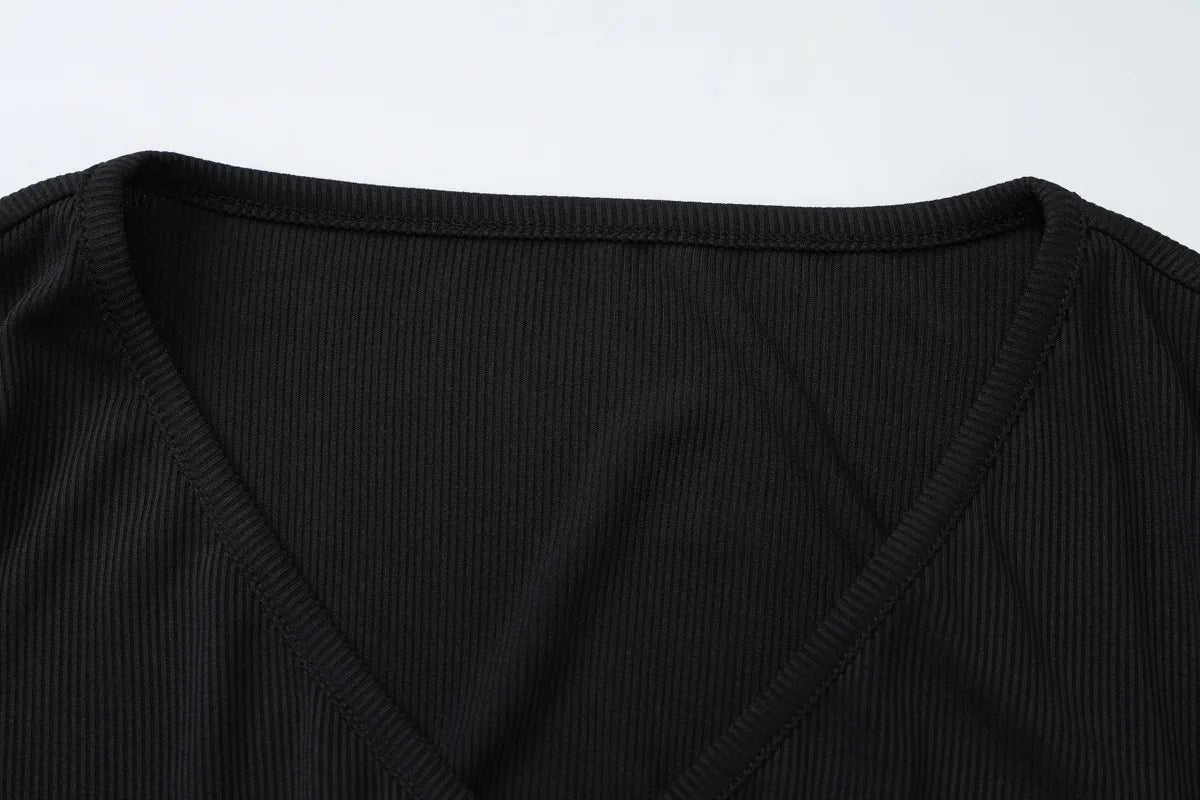 Female Cardigan Fashion Solid Long Sleeve Sexy Ribbed Casual Top