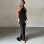 One Shoulder Backless Ruched Slim Long Dress